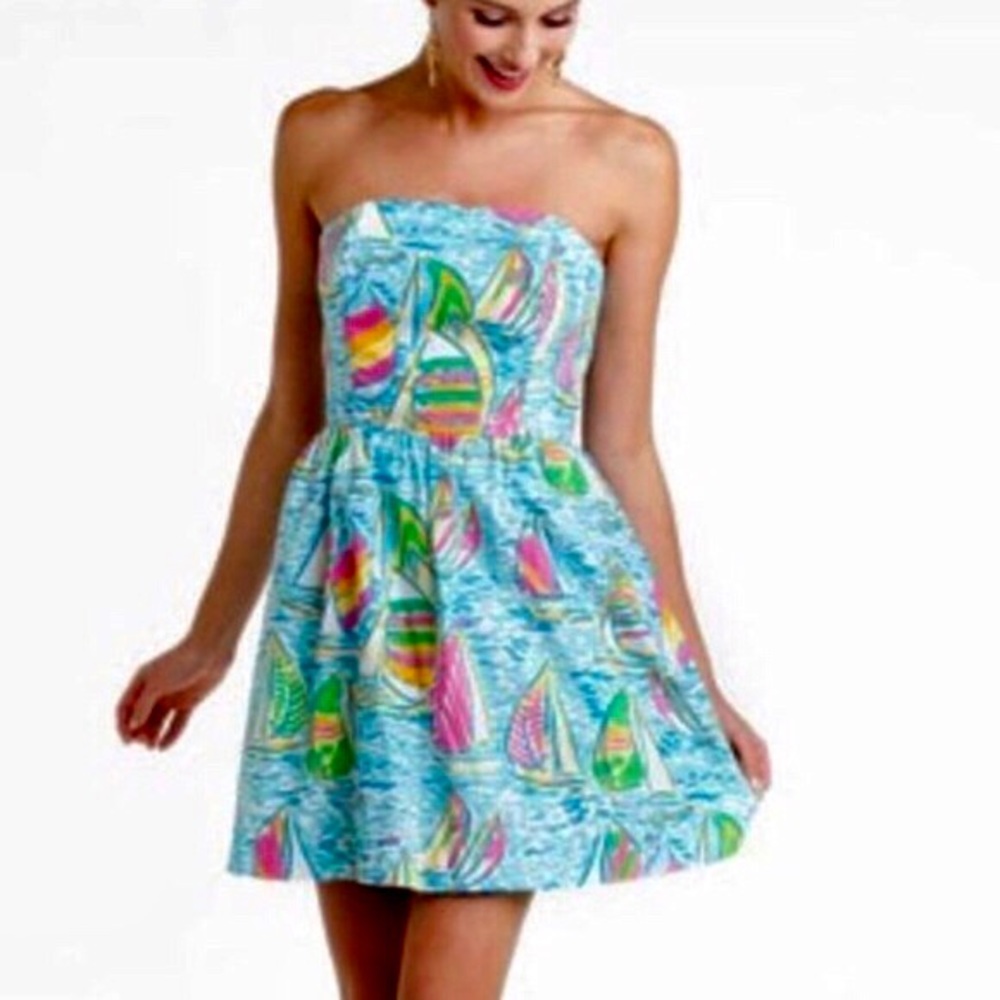 Lilly Pulitzer strapless sailboat dress